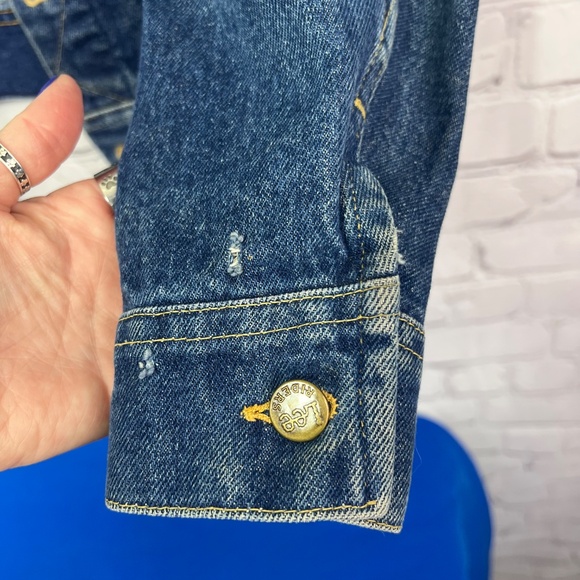 VINTAGE |•LEE•| Blue Denim Trucker Jean Jacket Size 36R - Picture 5 of 8